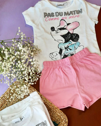 ست تیشرت شورتک دخترانه طرح مینی موس کد ۱۳۱۶ برند Disney